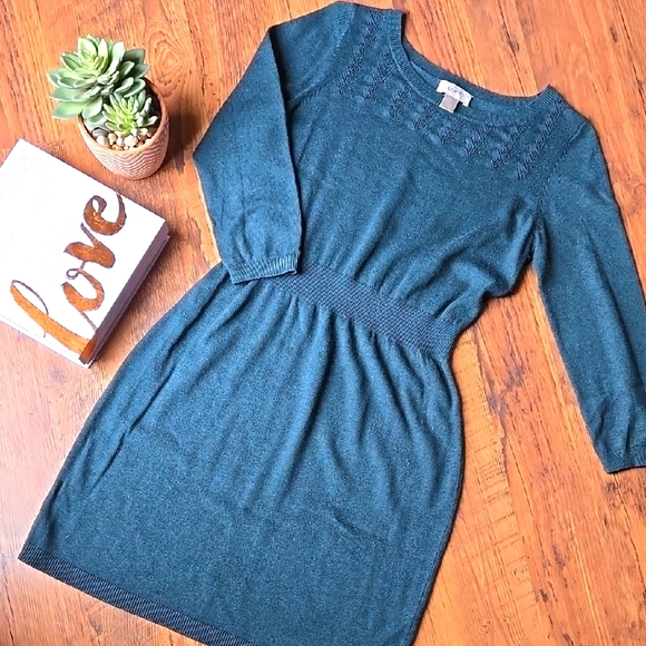 LOFT Small Green Sweater Dress - Picture 1 of 6
